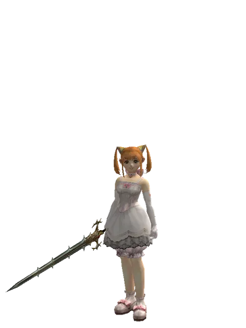 Icarus Sawsword on a female Dwarf, front view