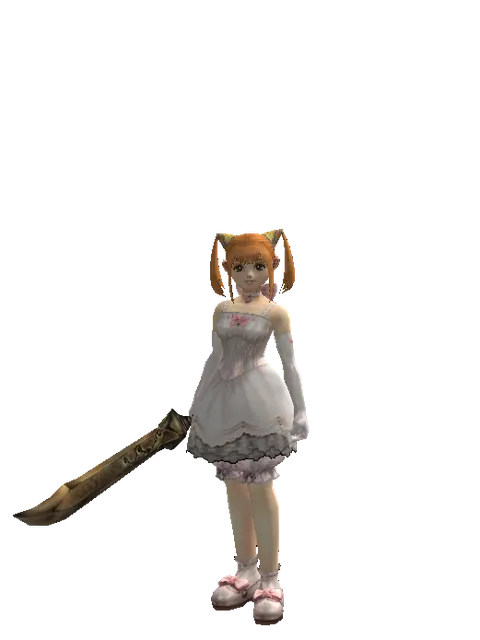 Improved Falchion on a female Dwarf, front view