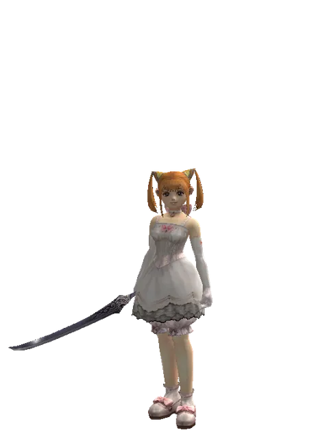 Mysterious Sword on a female Dwarf, front view