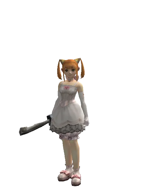 Orcish Sword on a female Dwarf, front view
