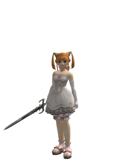 Priest Sword on a female Dwarf, front view