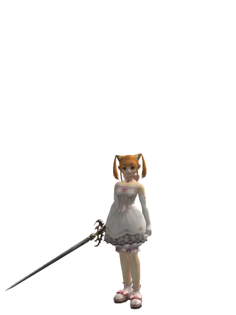 Raid Sword on a female Dwarf, front view