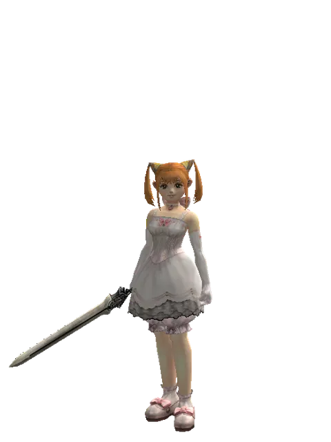 Spirit Sword on a female Dwarf, front view