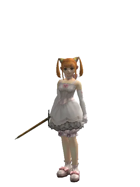 Squire's Sword on a female Dwarf, front view