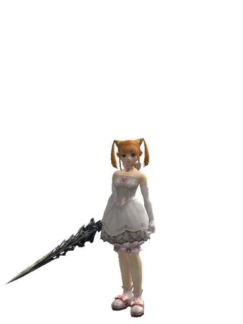 Sword of Damascus on a female Dwarf, front view