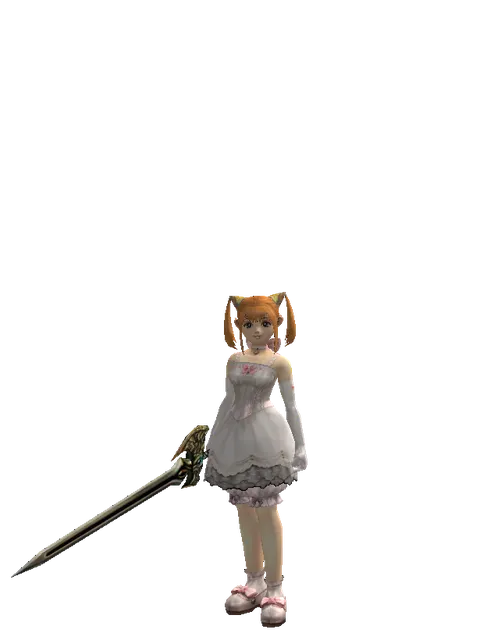 Sword of Delusion on a female Dwarf, front view