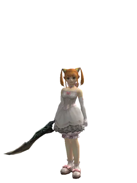 Sword of Limit on a female Dwarf, front view