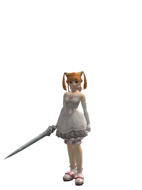 Sword of Magic Fog on a female Dwarf, front view