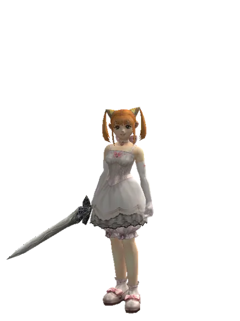 Sword of Mystic on a female Dwarf, front view