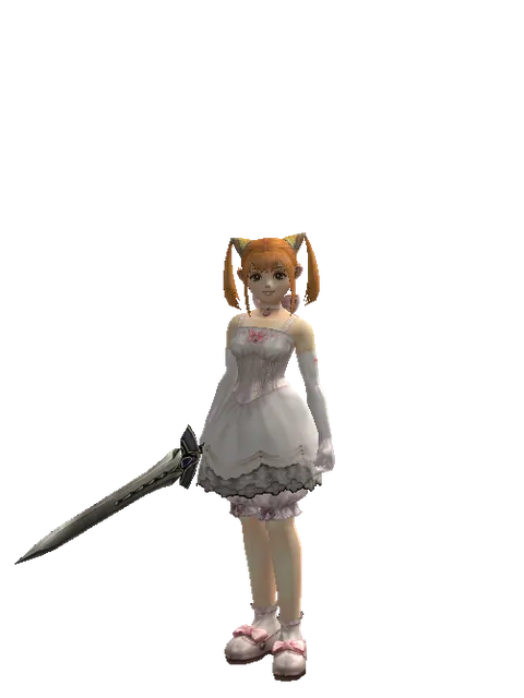 Sword of Occult on a female Dwarf, front view