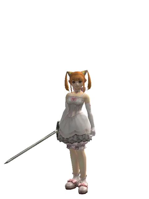 Traveler's Bastard Sword on a female Dwarf, front view