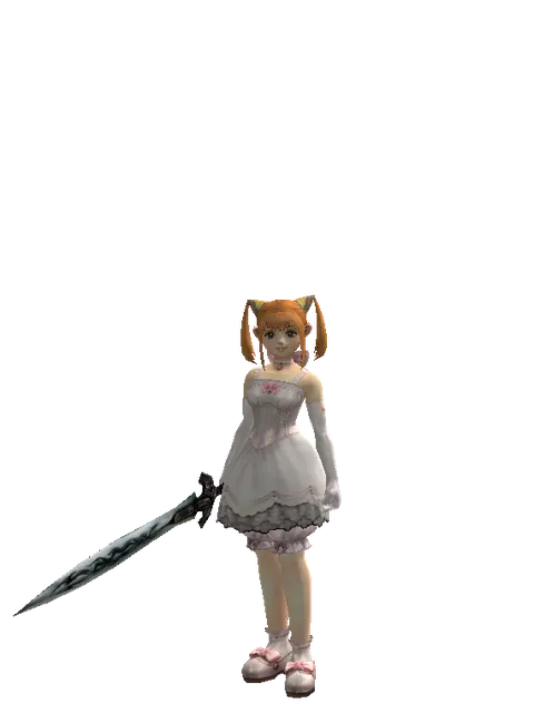 Tsurugi on a female Dwarf, front view