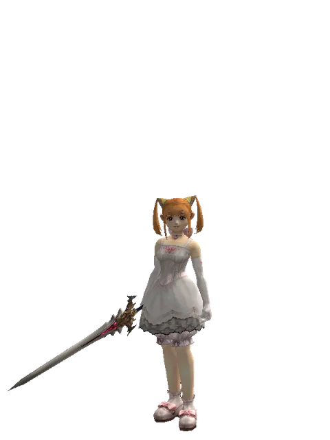 Vesper Sword on a female Dwarf, front view