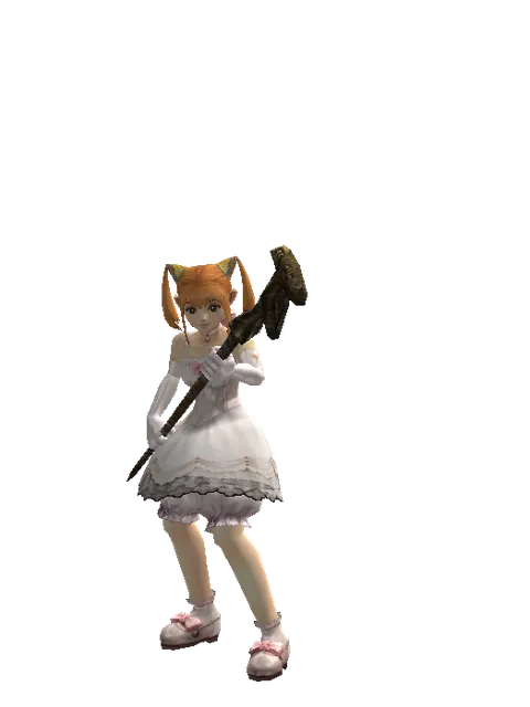 Apprentice Adventurer's Staff on a female Dwarf, front view