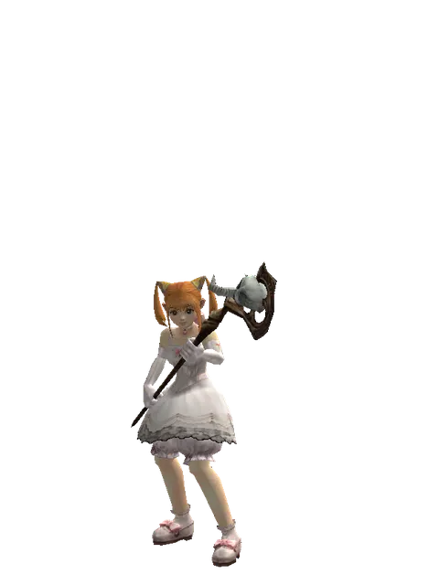 Cursed Staff on a female Dwarf, front view