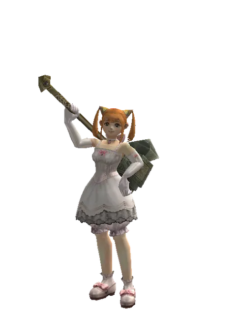 Dwarven Hammer on a female Dwarf, front view