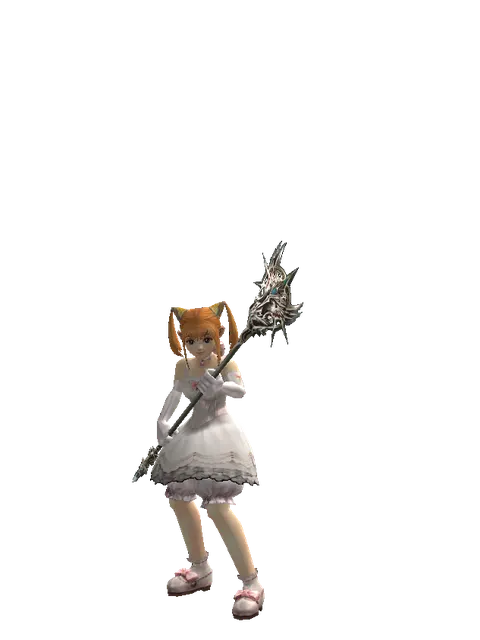 Dynasty Staff on a female Dwarf, front view