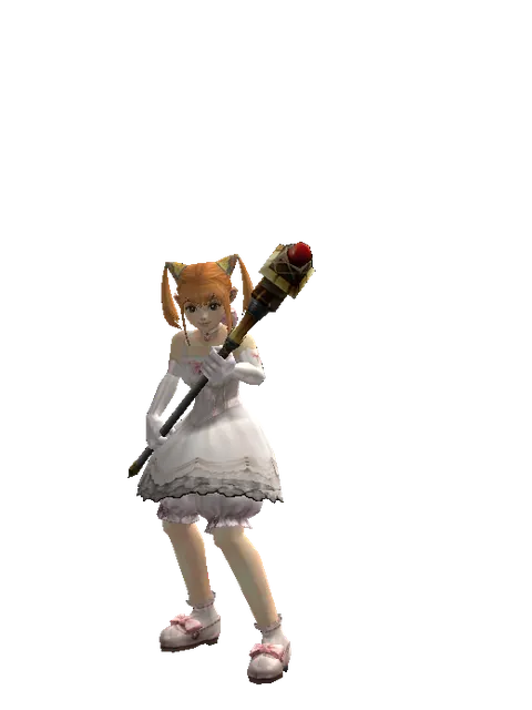 Ghost Staff on a female Dwarf, front view