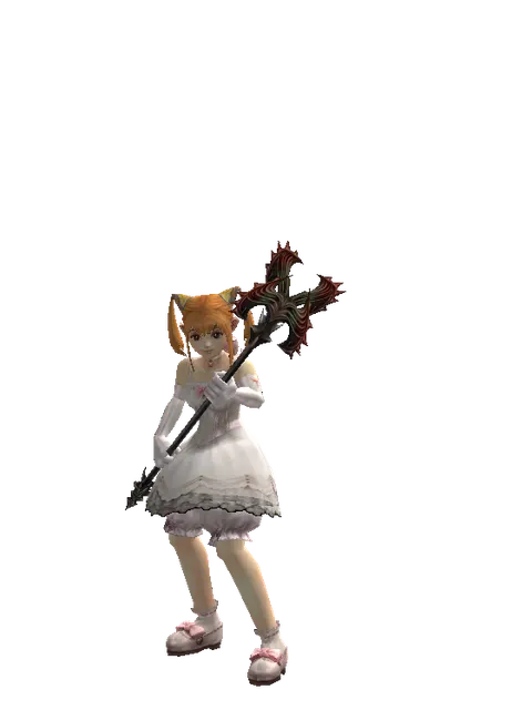 Inferno Staff on a female Dwarf, front view
