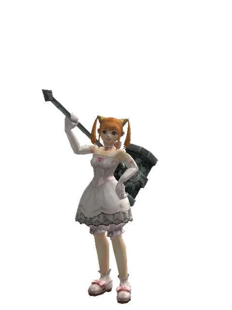 Titan Hammer on a female Dwarf, front view
