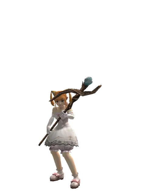 Traveler's Staff on a female Dwarf, front view