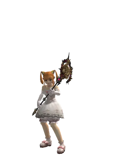 Vesper Staff on a female Dwarf, front view