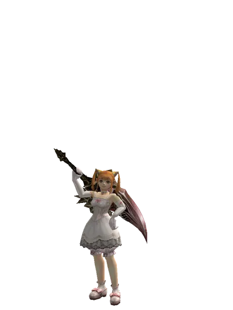Demonic Sword Zariche on a female Dwarf, front view