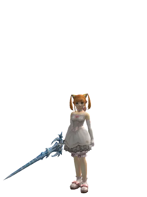 Sirra's Blade on a female Dwarf, front view