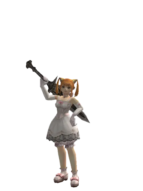 Steel Sword on a female Dwarf, front view