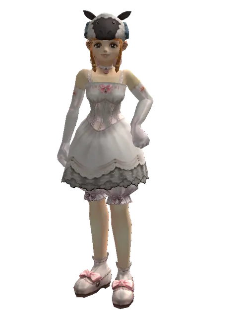 Black Sheep Hat on a female Dwarf, front view