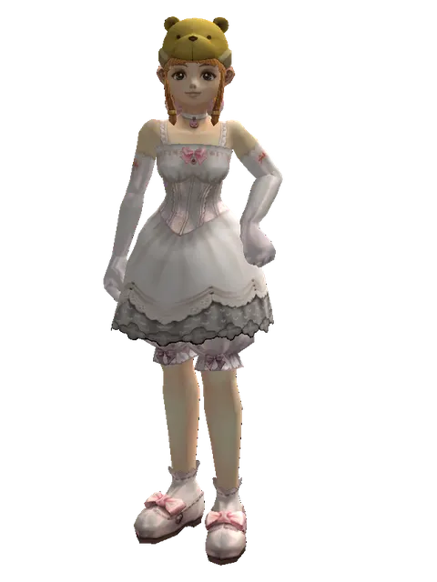 Teddy Bear Hat on a female Dwarf, front view