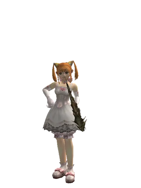 Akat Long Bow on a female Dwarf, front view