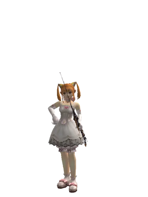 Dark Elven Bow on a female Dwarf, front view