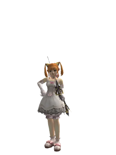 Dark Elven Long Bow on a female Dwarf, front view