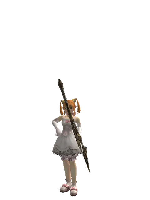 Strengthened Long Bow on a female Dwarf, front view