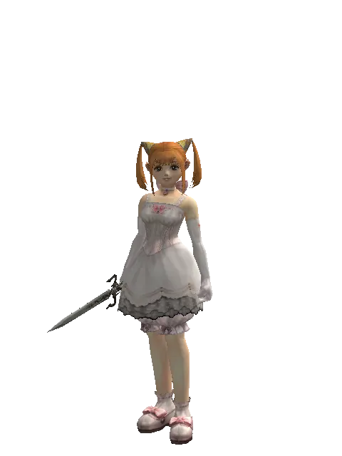 Dagger of Mana on a female Dwarf, front view