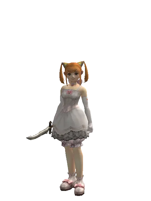 Shining Knife on a female Dwarf, front view