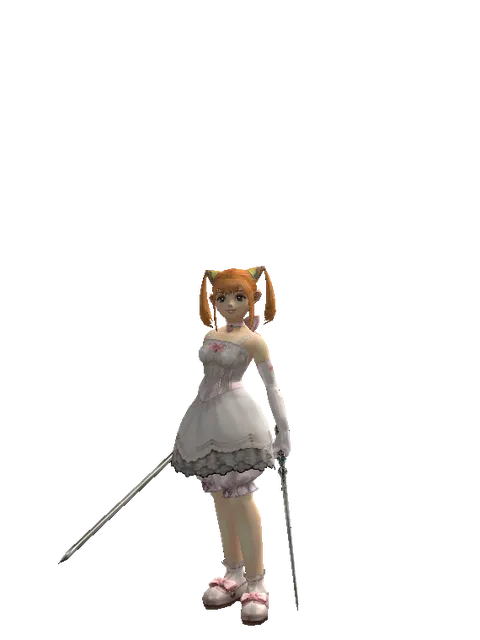 Bastard Sword*Elven Sword on a female Dwarf, front view