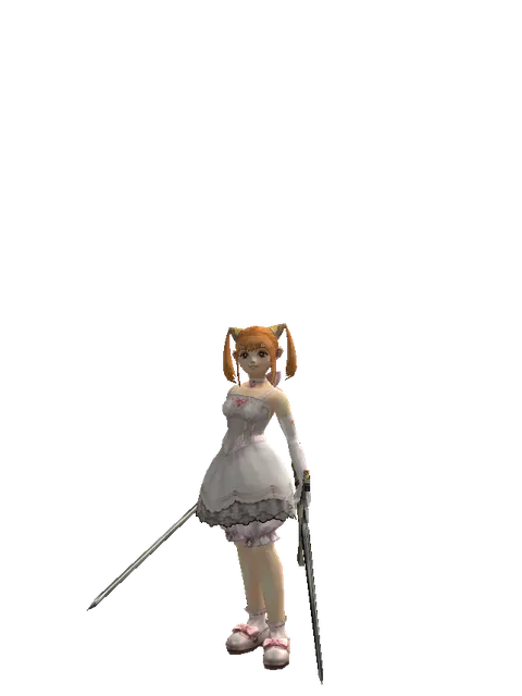 Bastard Sword*Knight's Sword on a female Dwarf, front view
