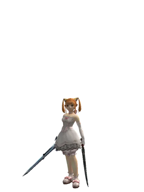 Caliburs*Samurai Long Sword on a female Dwarf, front view