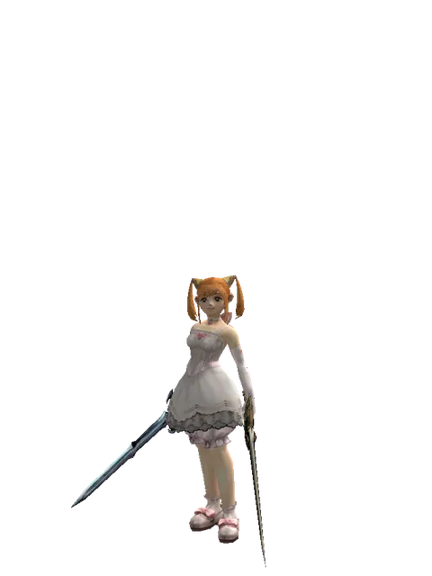 Caliburs*Sword of Delusion on a female Dwarf, front view
