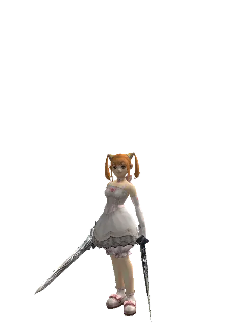 Damascus * Tallum Blade on a female Dwarf, front view