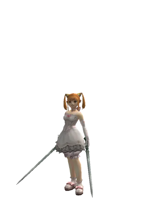 Elven Long Sword*Elven Long Sword on a female Dwarf, front view