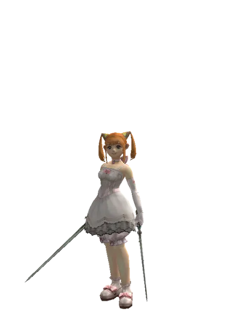 Elven Sword*Elven Sword on a female Dwarf, front view