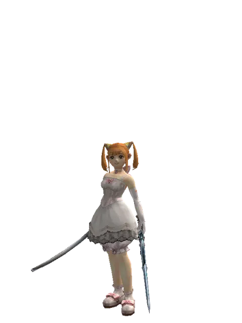 Katana*Caliburs on a female Dwarf, front view