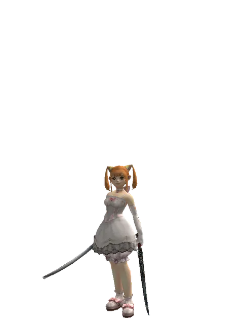 Katana*Samurai Long Sword on a female Dwarf, front view