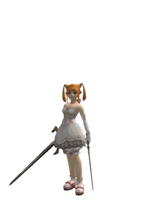 Knight's Sword*Elven Sword on a female Dwarf, front view