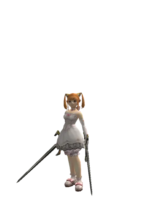 Knight's Sword*Knight's Sword on a female Dwarf, front view