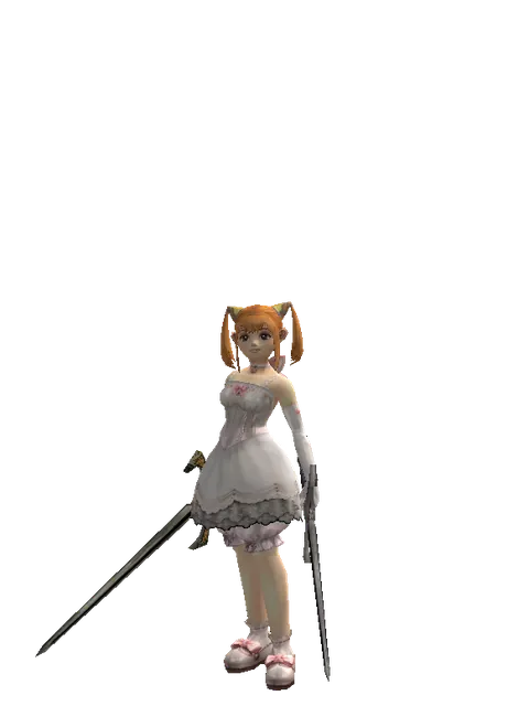 Knight's Sword*Sword of Revolution on a female Dwarf, front view