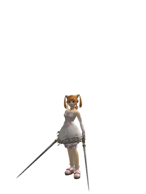 Raid Sword*Raid Sword on a female Dwarf, front view
